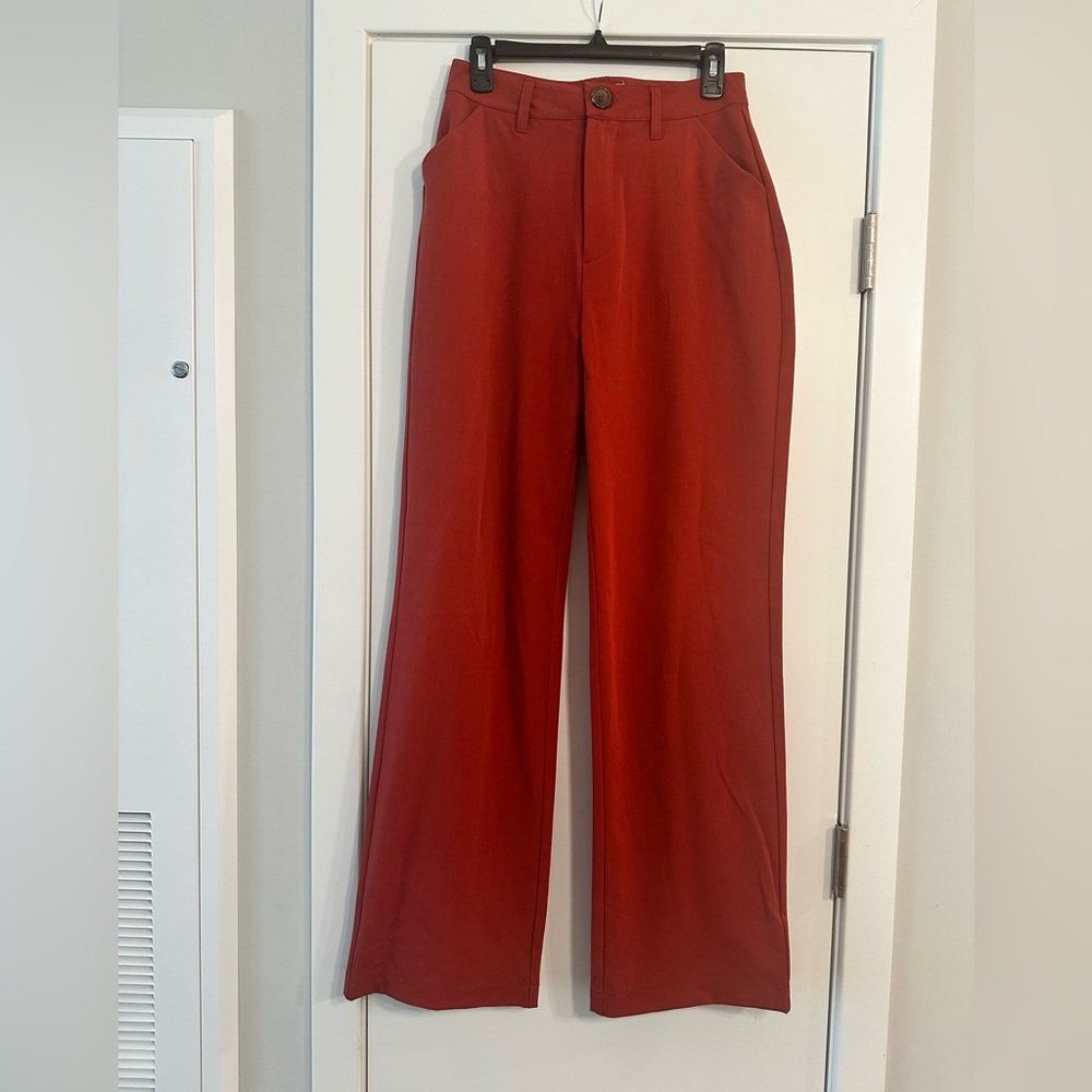 DANIELLE BERNSTEIN Women's Red Flare Pants